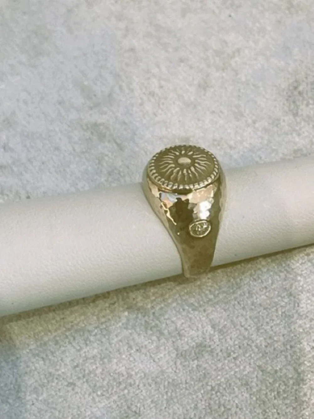 Torrini 1369 Authentic 14K Yellow Gold Hammered Sunburst Ring – Handmade Italy